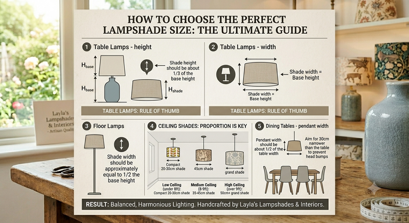 handmade lampshade size guide. how to choose the right size of lampshade