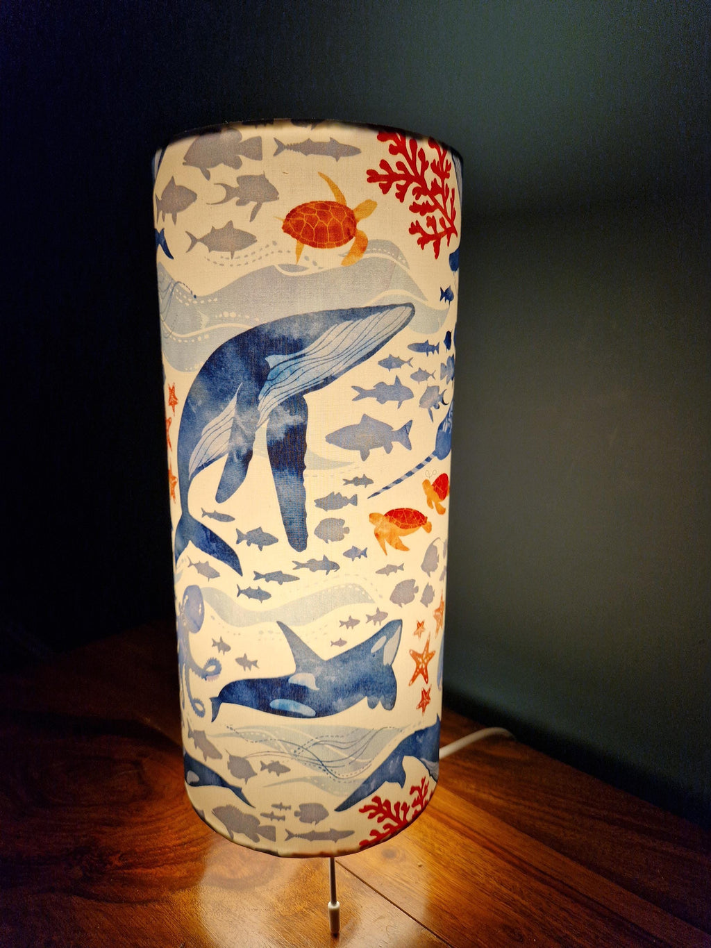 Handmade Under The Sea Lamp. Ocean Animals Nursery Theme Plug in Lamp