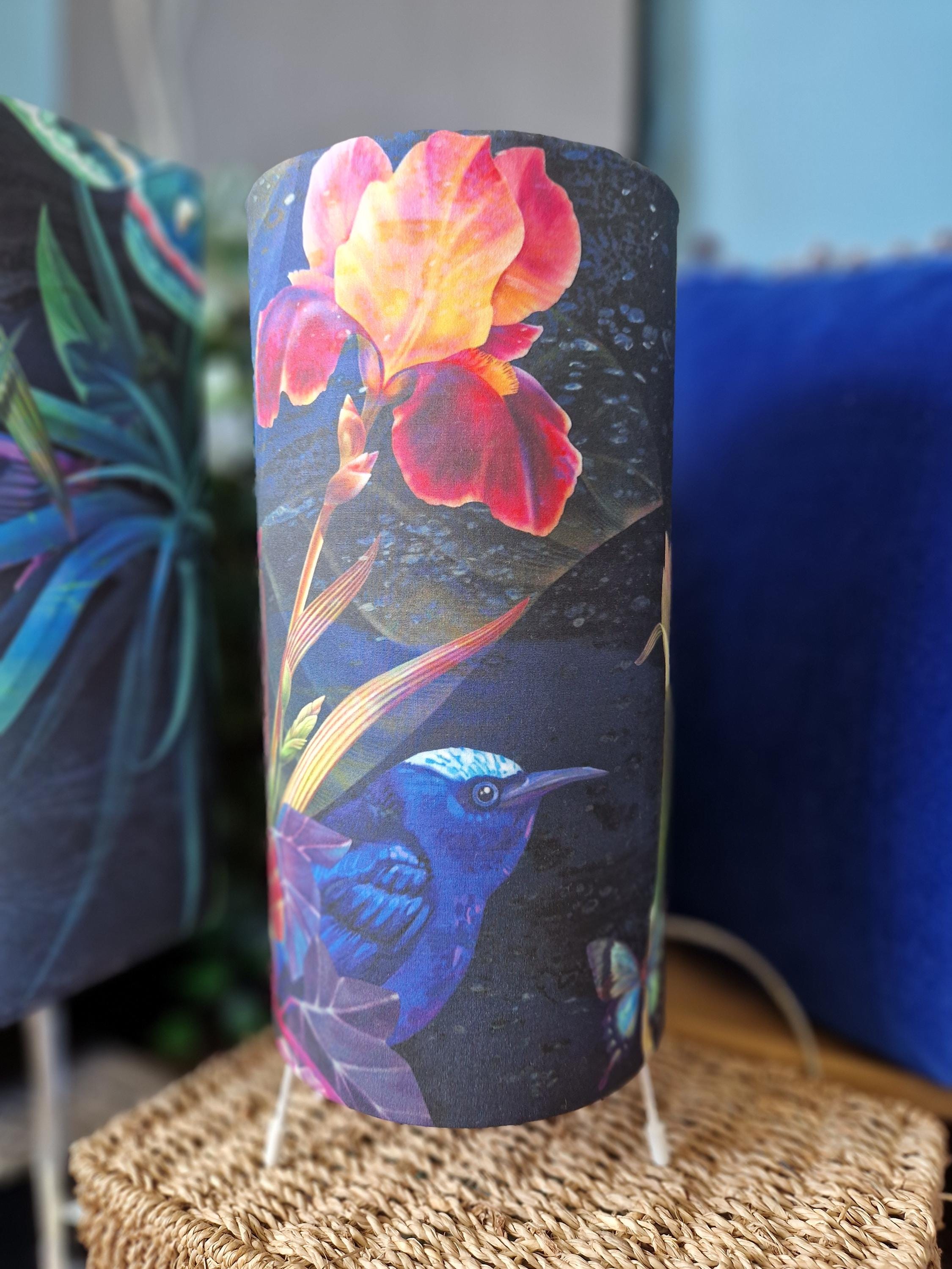 Hummingbird and Floral Tripod Table Lamp.