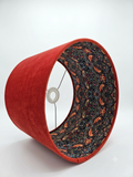Handmade Burnt Orange Drum Lampshade, Double-Sided William Morris with Strawberry Thief Cotton Interior