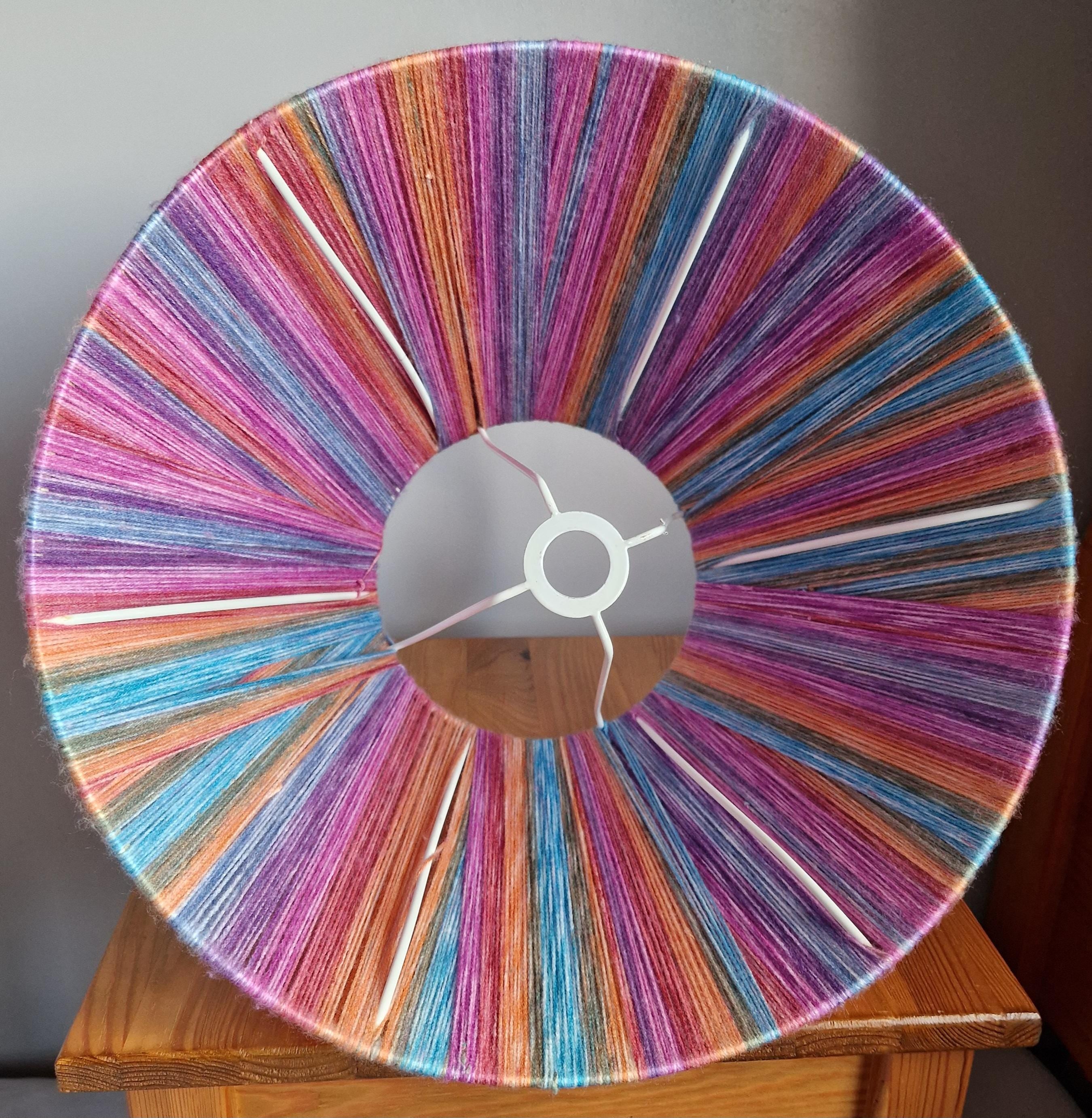 Handmade Rainbow Yarn Striped Empire Lampshade