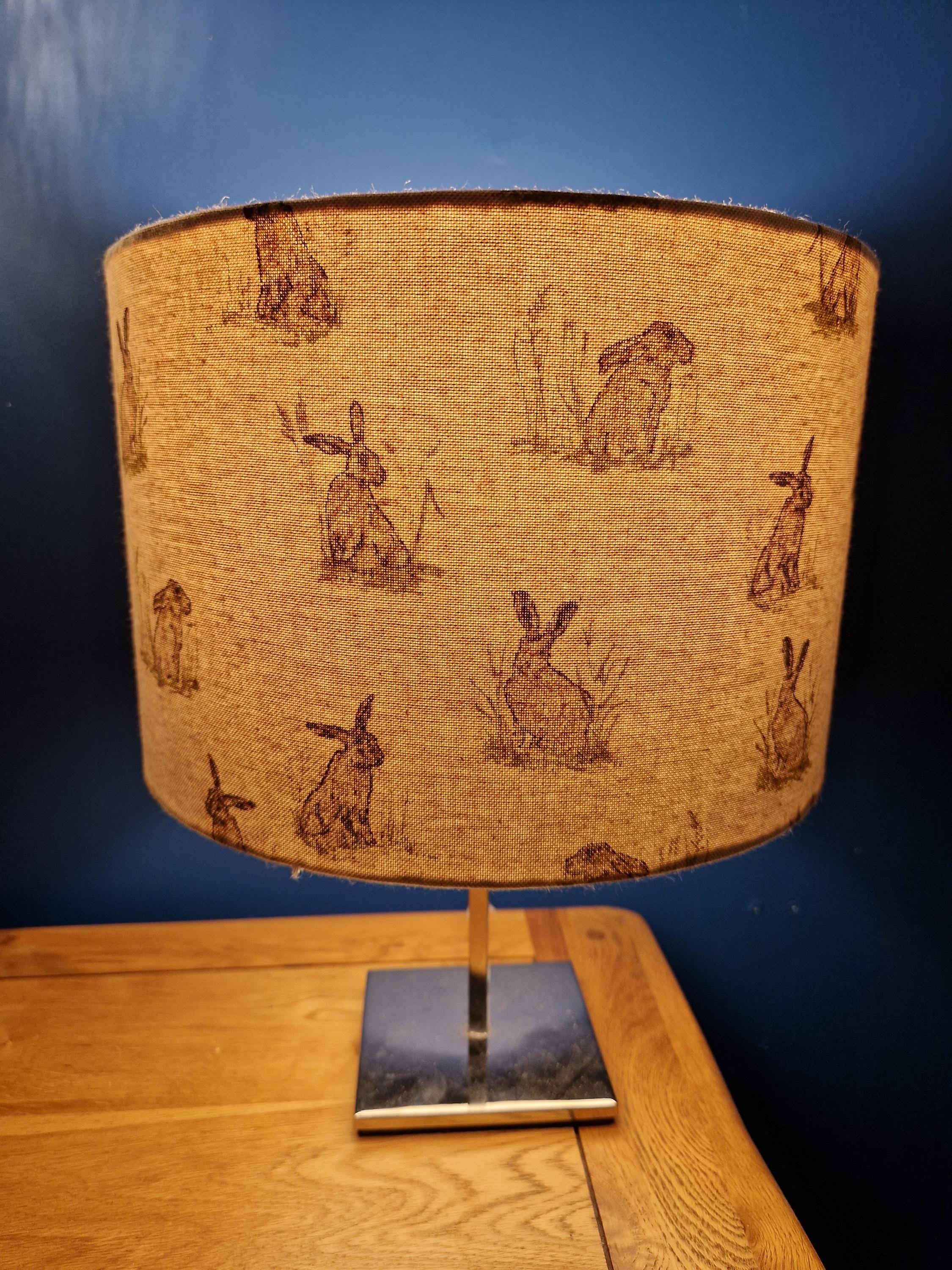 Handmade Hare Linen Drum Lampshade: Rustic Country Decor