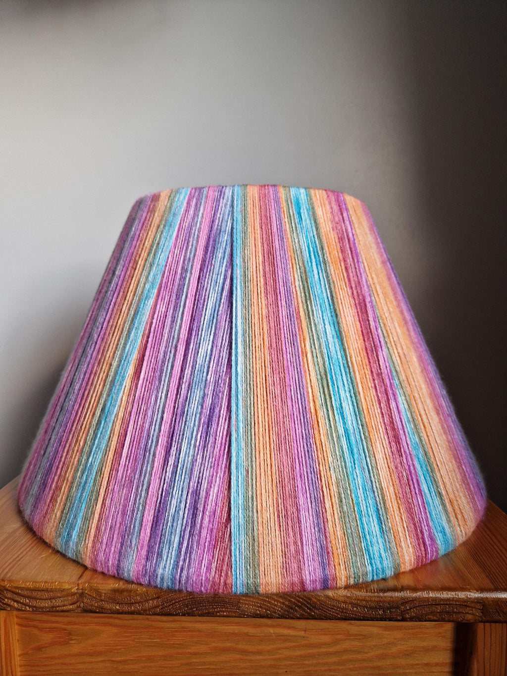 Handmade Rainbow Yarn Striped Empire Lampshade