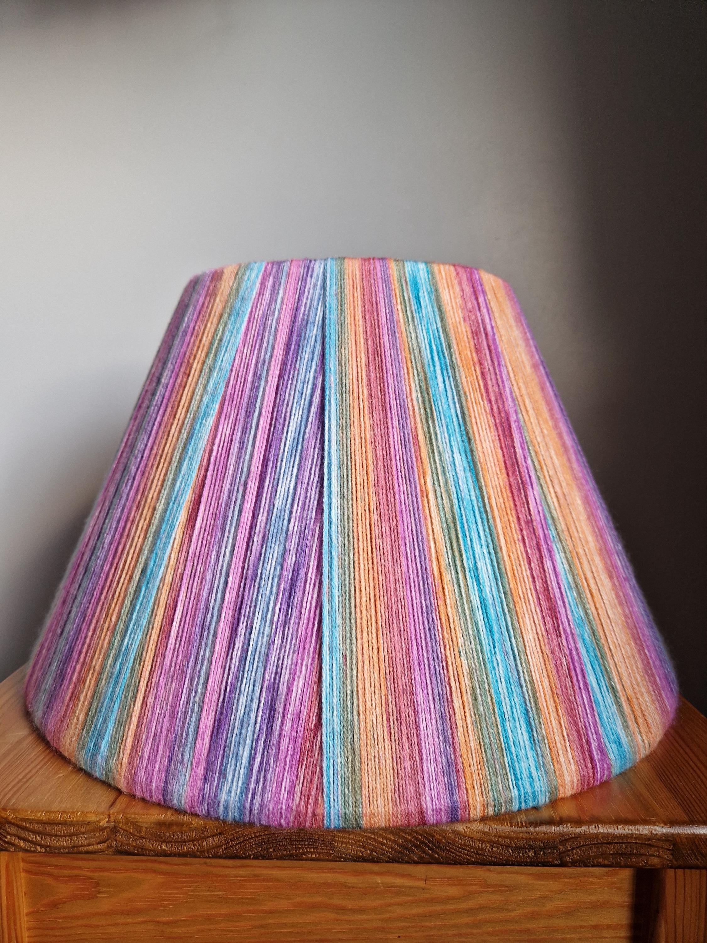 Handmade Rainbow Yarn Striped Empire Lampshade