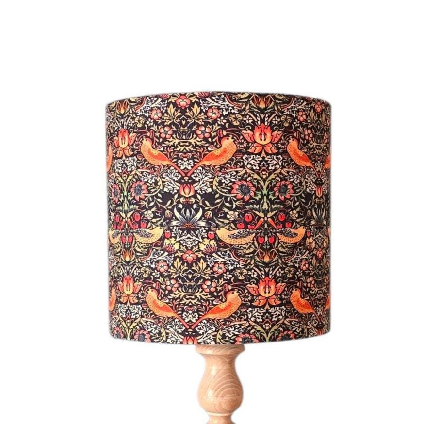 William Morris Lampshade with Iconic Strawberry Thief Design.