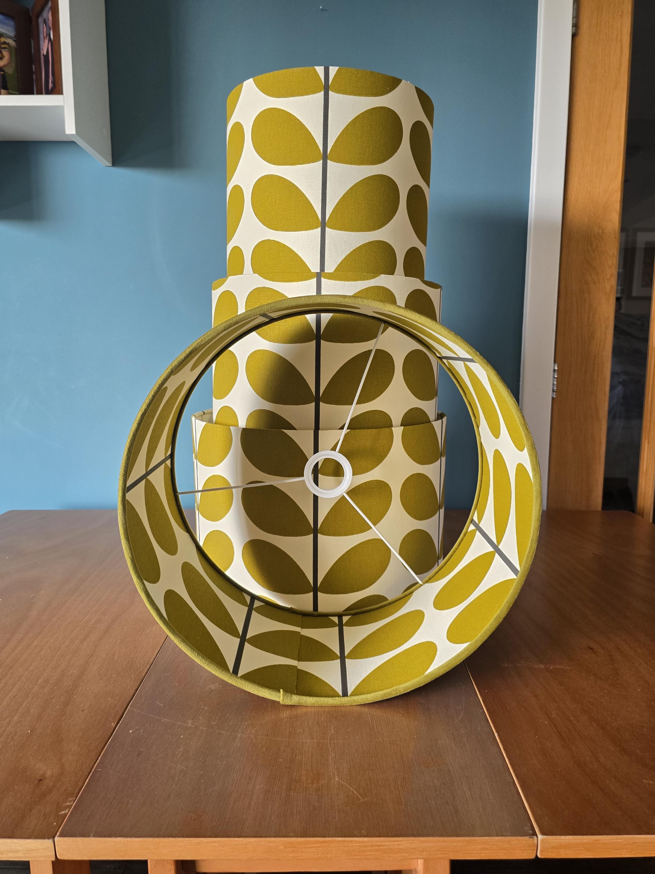 Orla Kiely Olive Green Giant Stem Drum Lampshade