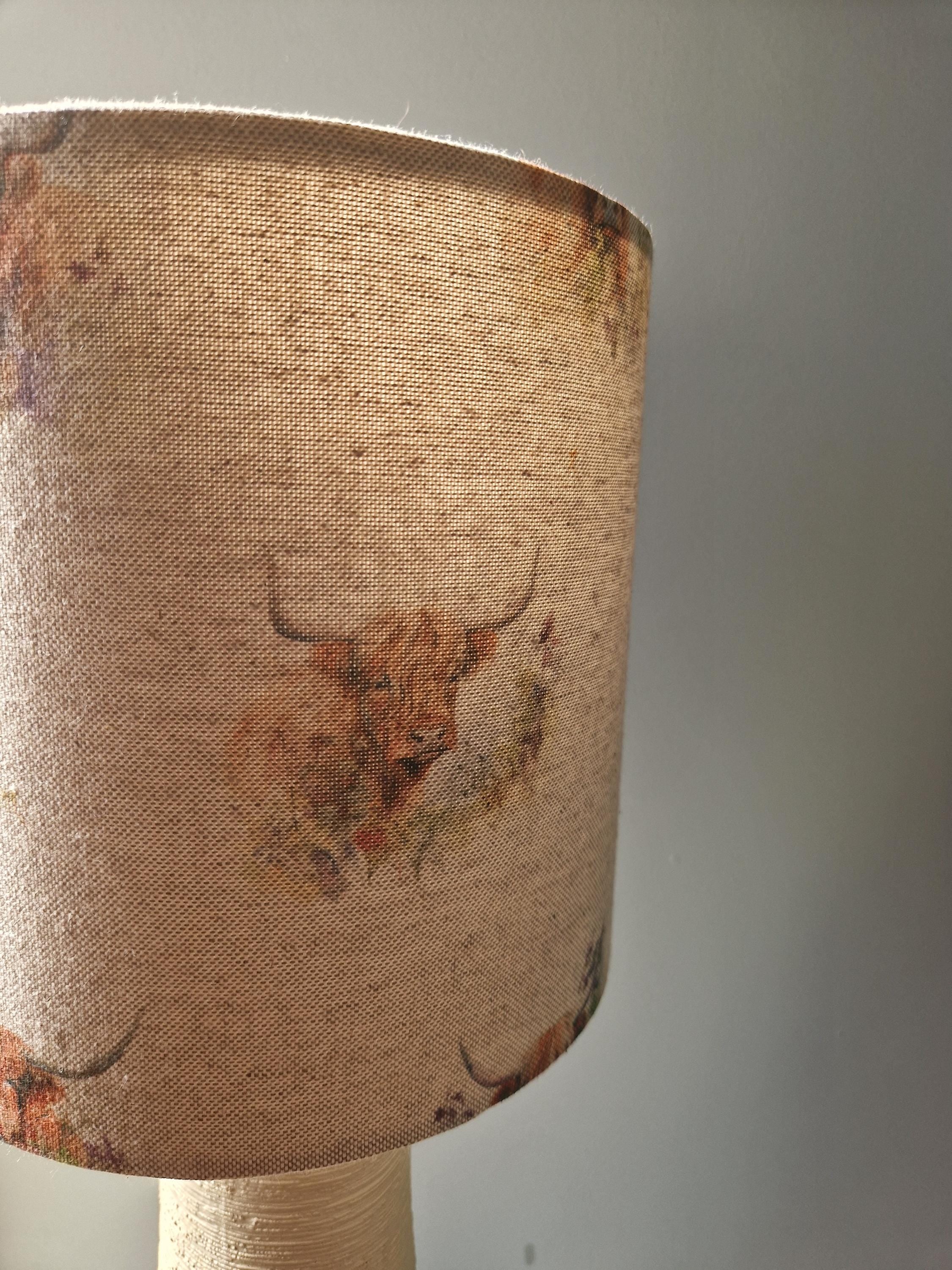 Handmade Highland Cow Linen Lampshade