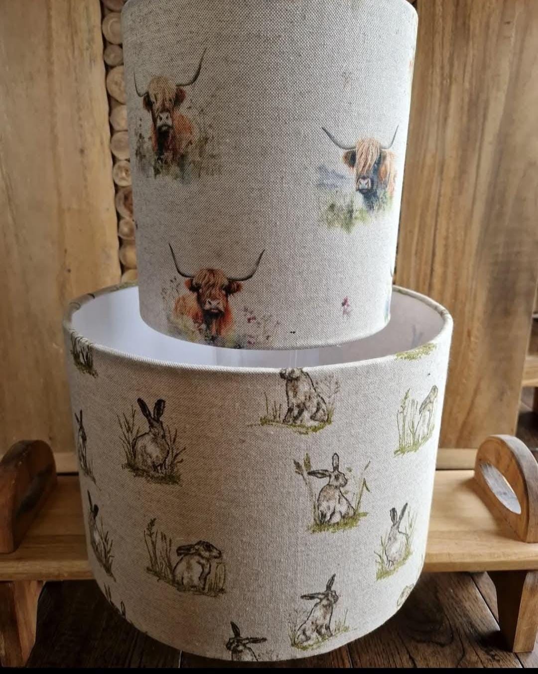 Handmade Highland Cow Linen Lampshade