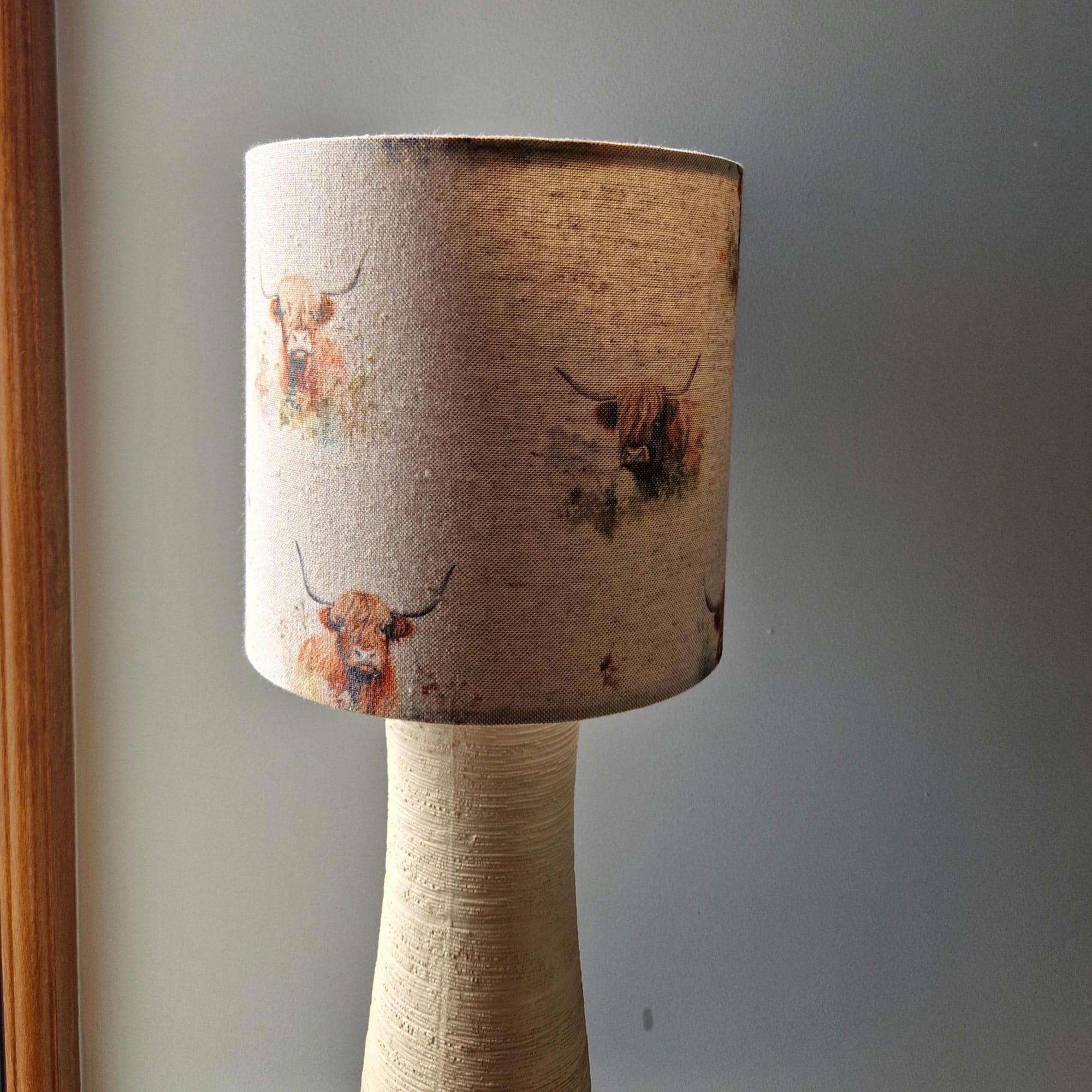 Handmade Highland Cow Linen Lampshade
