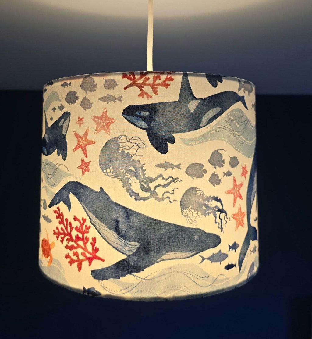 Handmade Under The Sea Lampshade with Nautical Fabric Drum Lampshade.