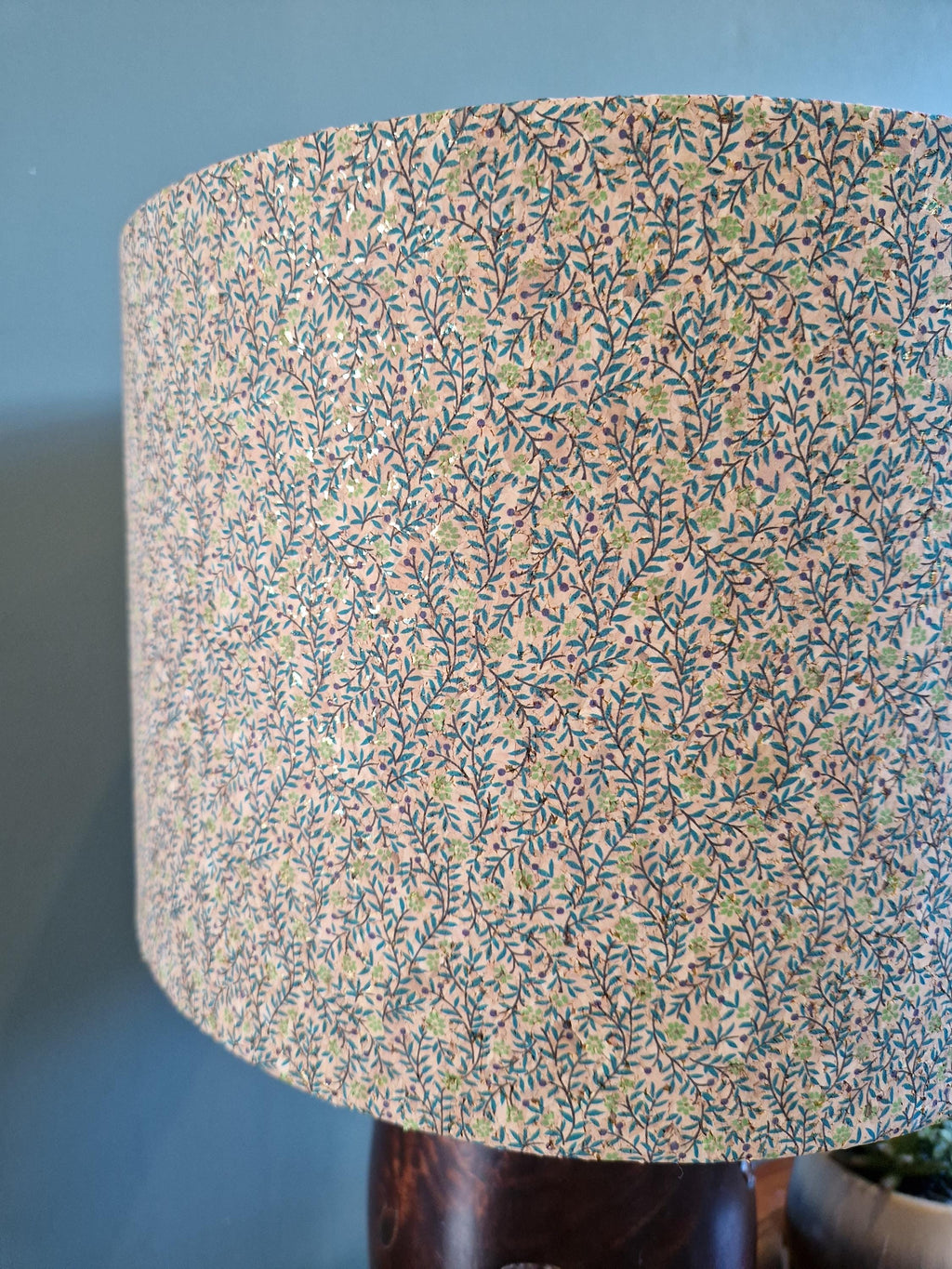 Cork Fabric Lampshade featuring Embossed Gold Thread.