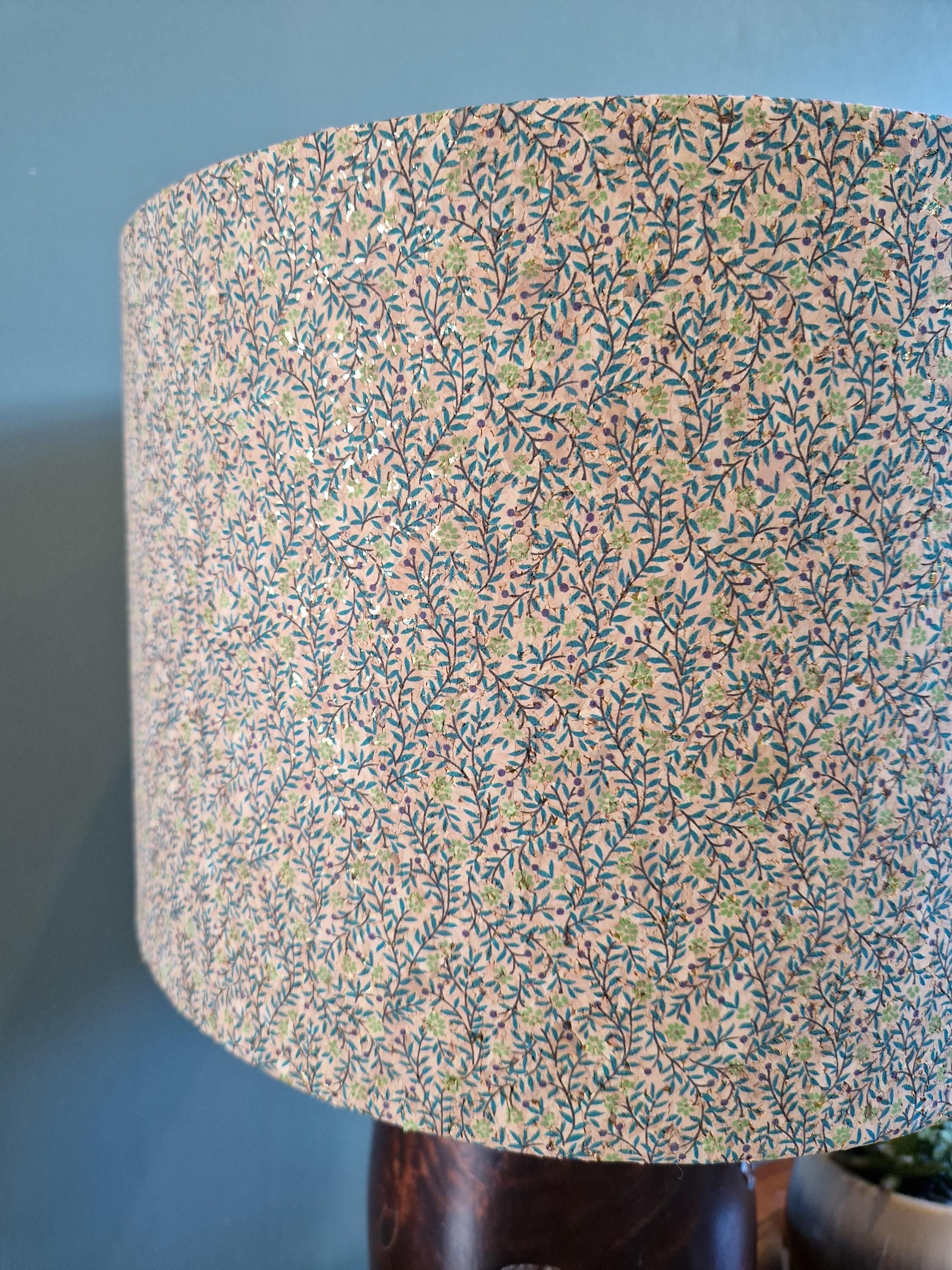Cork Fabric Lampshade featuring Embossed Gold Thread.