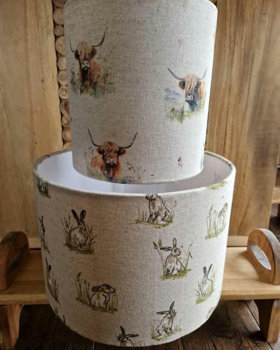 Handmade Highland Cow Linen Lampshade