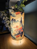 Handmade Japanese Mountain Landscape Tripod Lamp