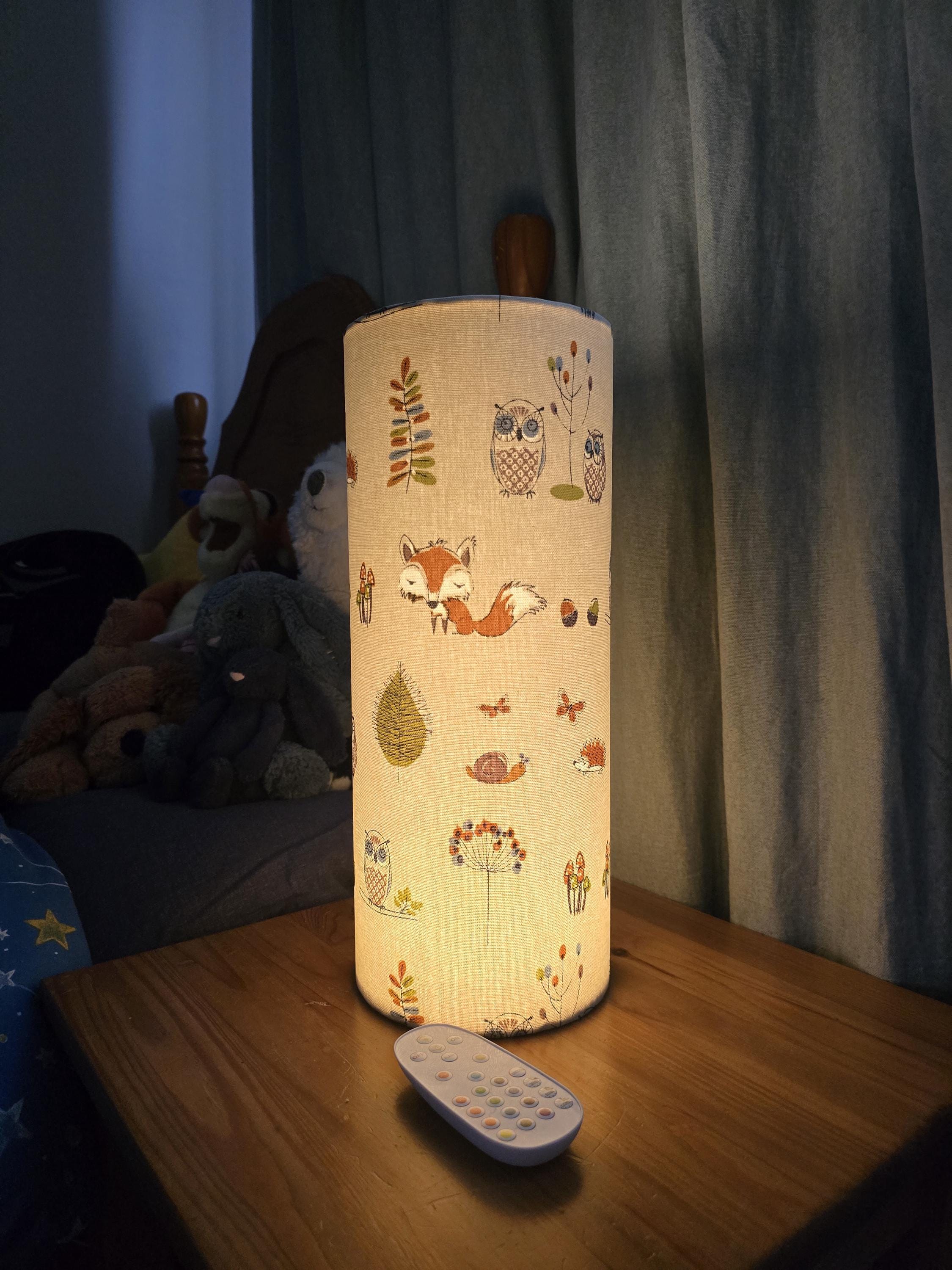 Handmade Animal Print Nightlight. Wireless Night Light with Dimmable Remote. Rechargeable Kids Bedside Lamp