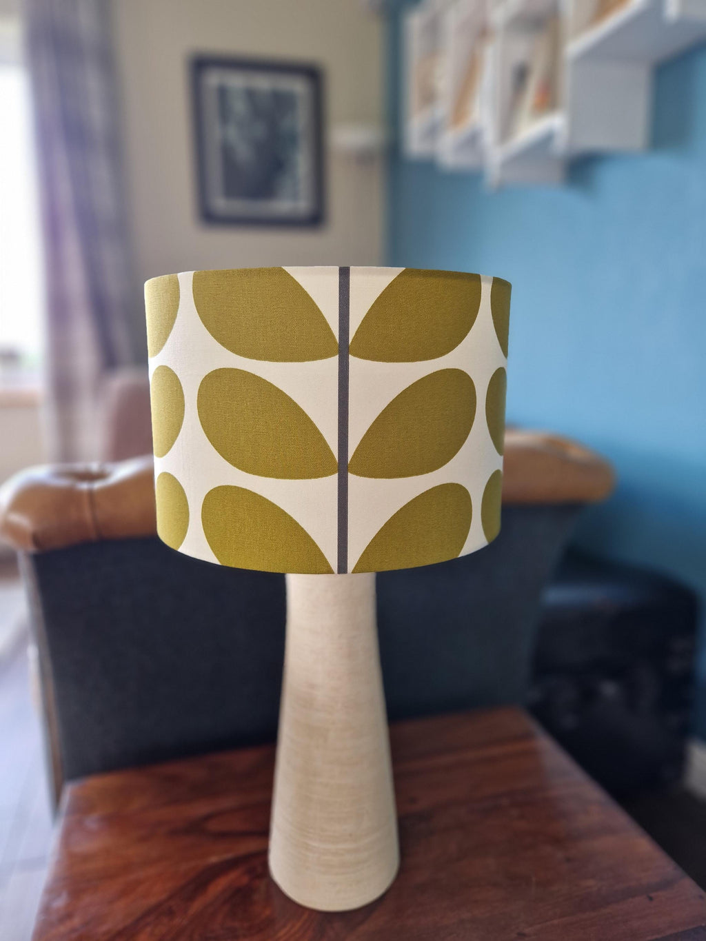 Orla Kiely Olive Green Giant Stem Drum Lampshade