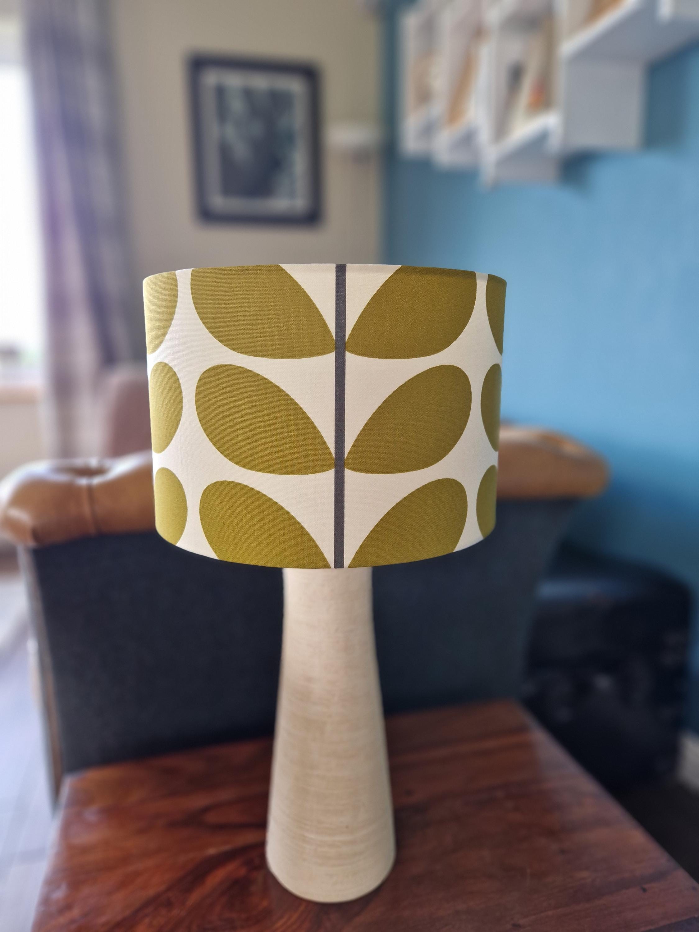 Orla Kiely Olive Green Giant Stem Drum Lampshade