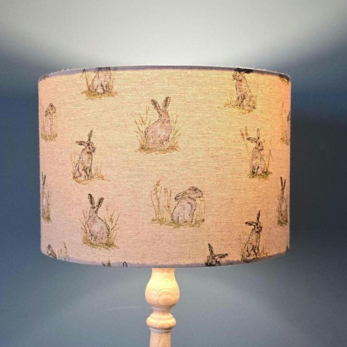 Handmade Hare Linen Drum Lampshade: Rustic Country Decor
