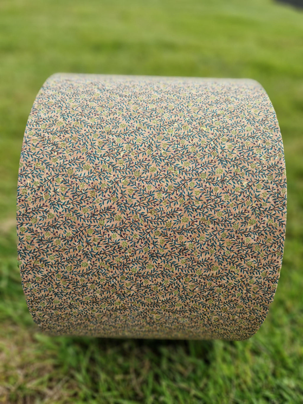 Cork Fabric Lampshade featuring Embossed Gold Thread.