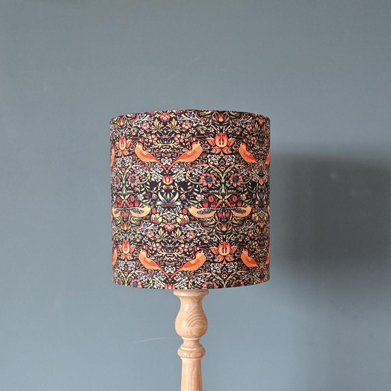 William Morris Lampshade with Iconic Strawberry Thief Design.