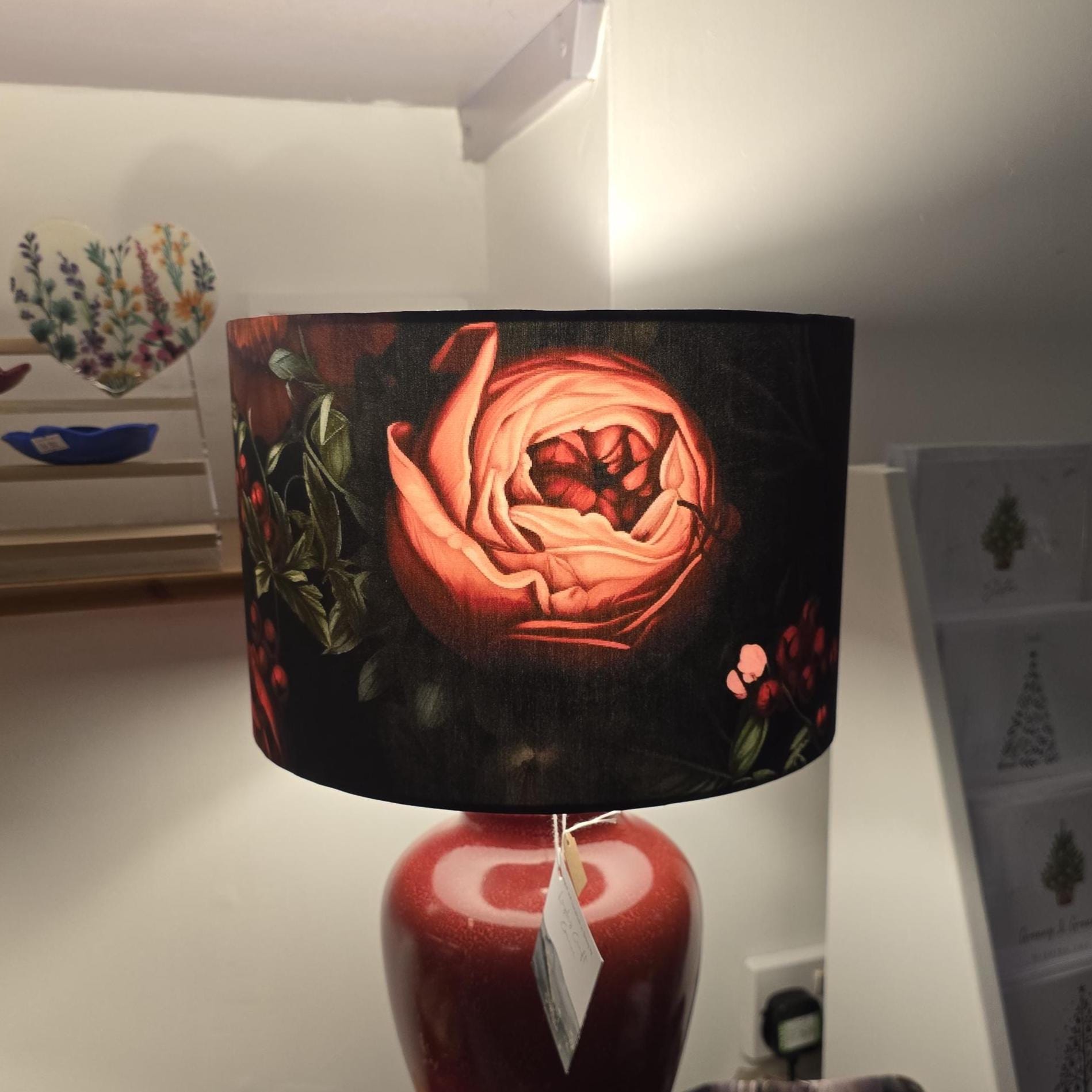 Handmade Life-like Floral Lampshade. Pink Peony Cosy lighting