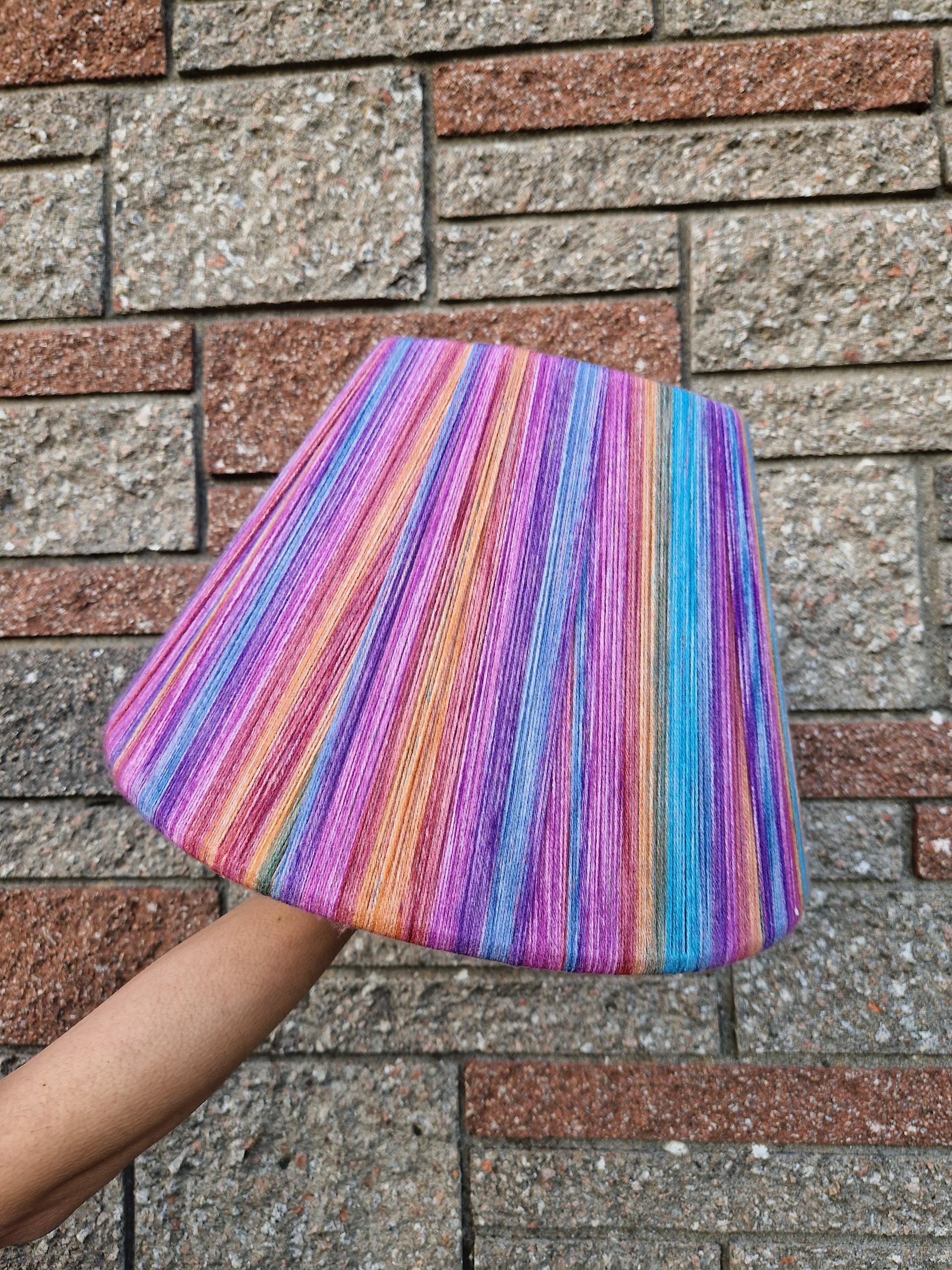 Handmade Rainbow Yarn Striped Empire Lampshade