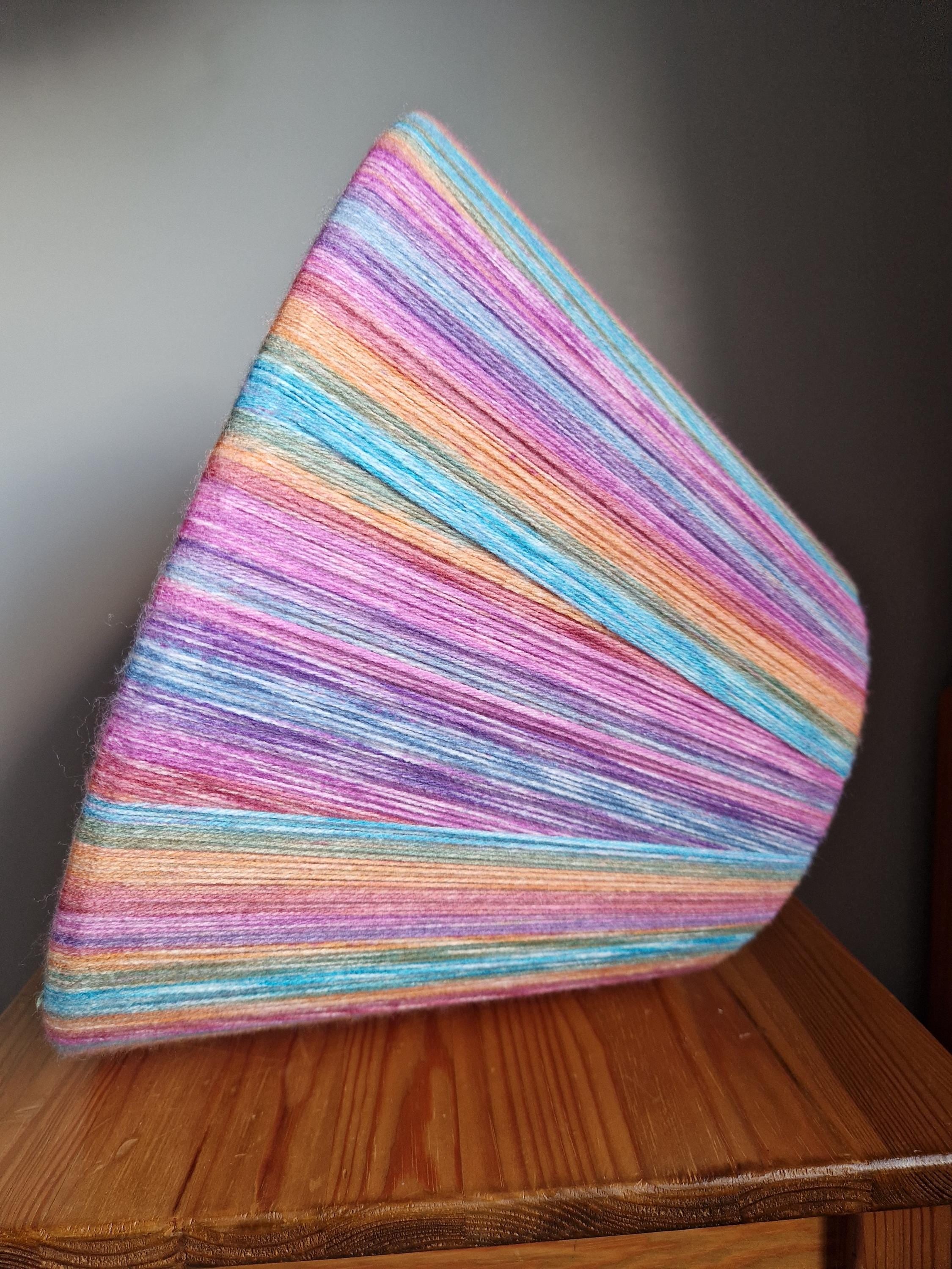 Handmade Rainbow Yarn Striped Empire Lampshade