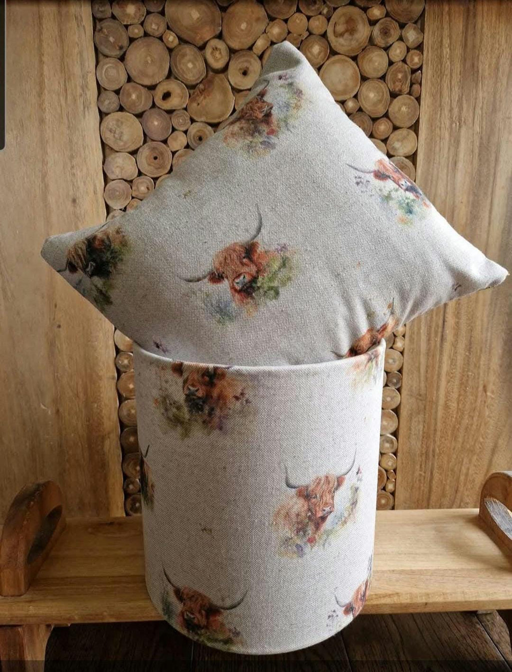Handmade Highland Cow Linen Lampshade