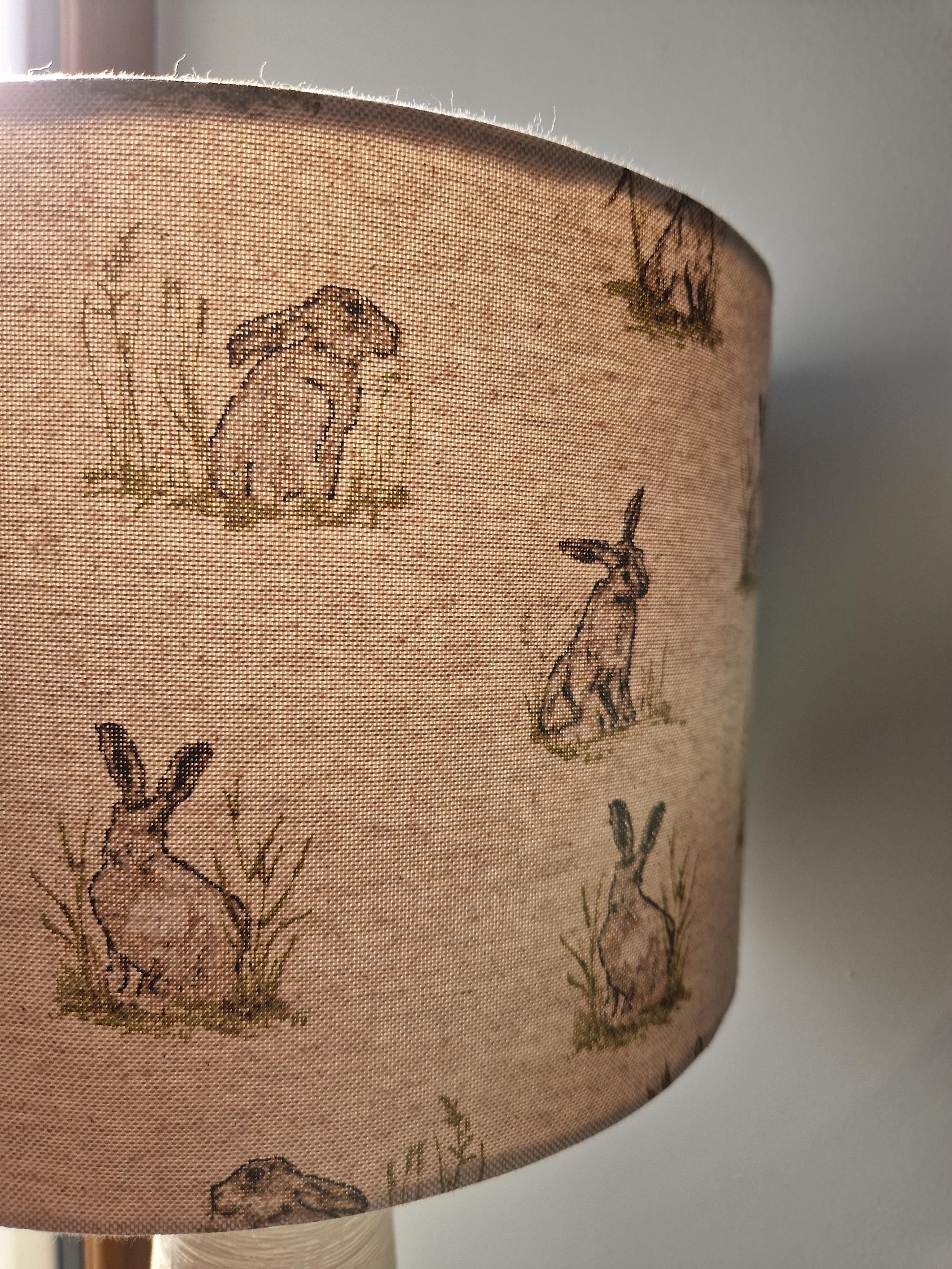 Handmade Hare Linen Drum Lampshade: Rustic Country Decor