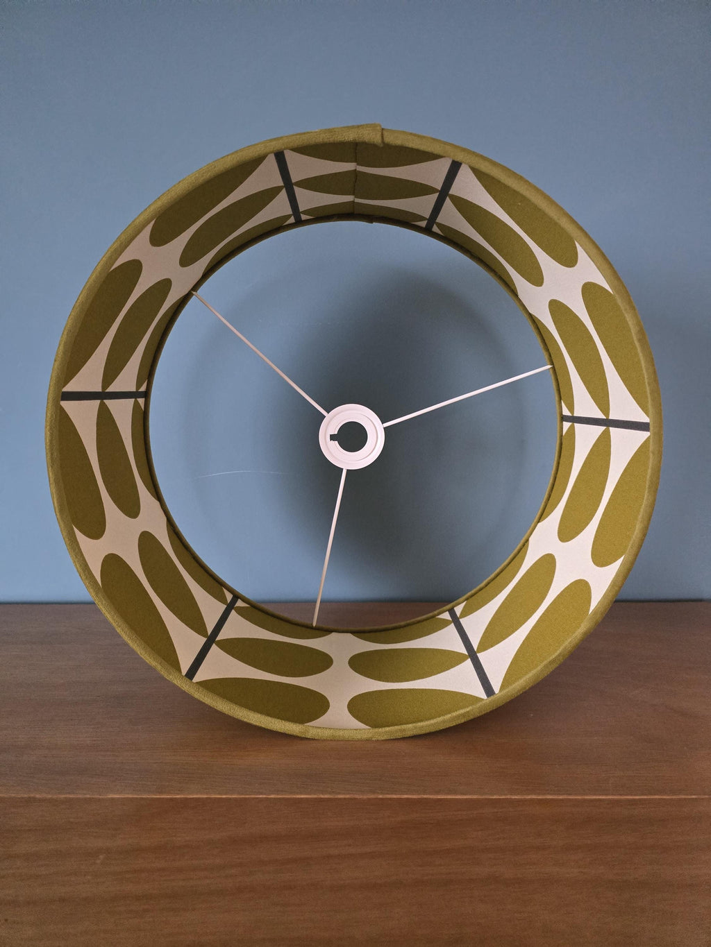 Double Sided Lampshade with Orla Keily Giant Stem in Olive Green Velvet and Cotton