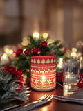 Christmas Lantern Tea Light Holder - Battery Operated Festive Decor - Reindeer Snowflake Christmas Tree Nordic Style Lantern