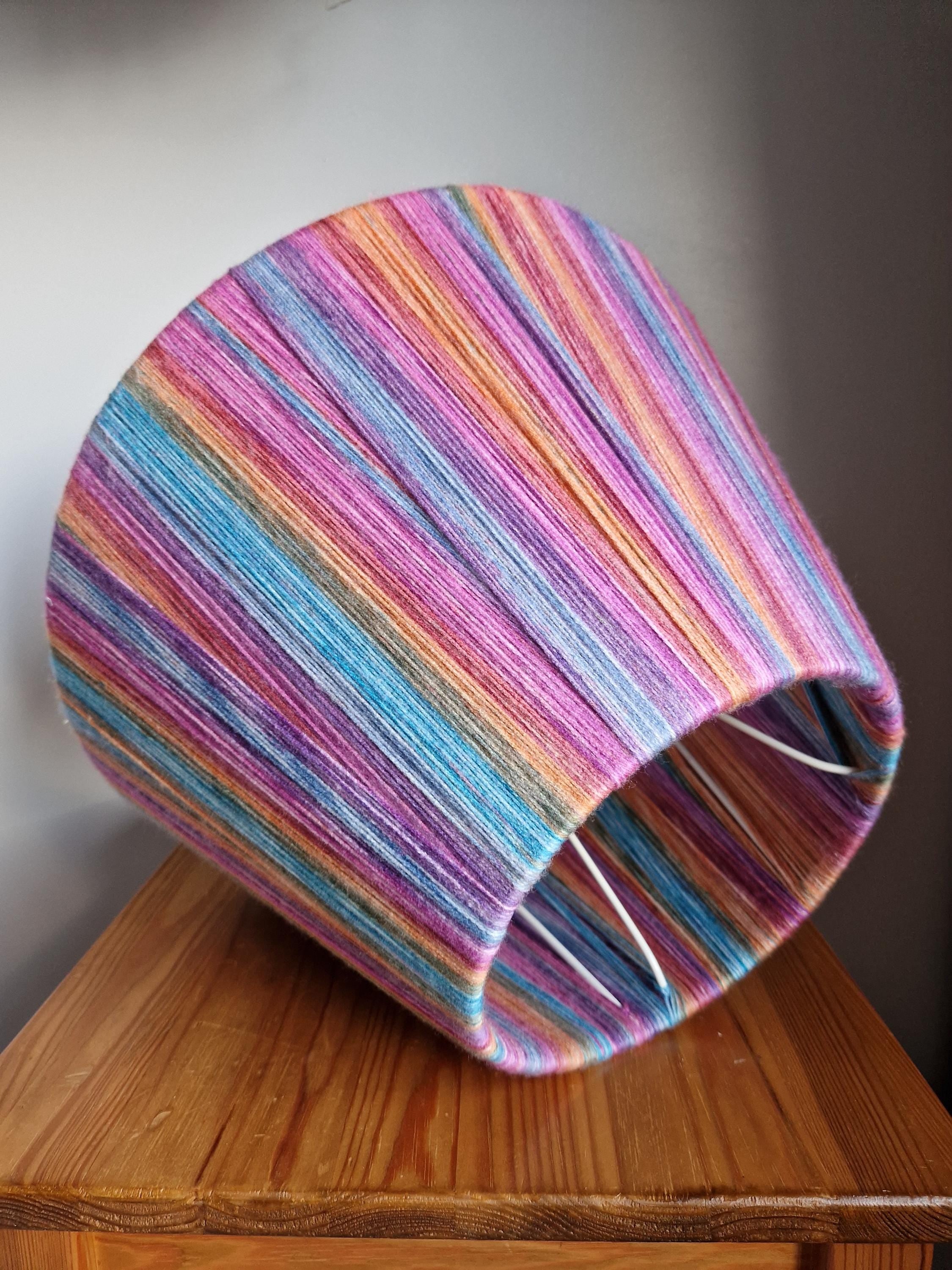 Handmade Rainbow Yarn Striped Empire Lampshade
