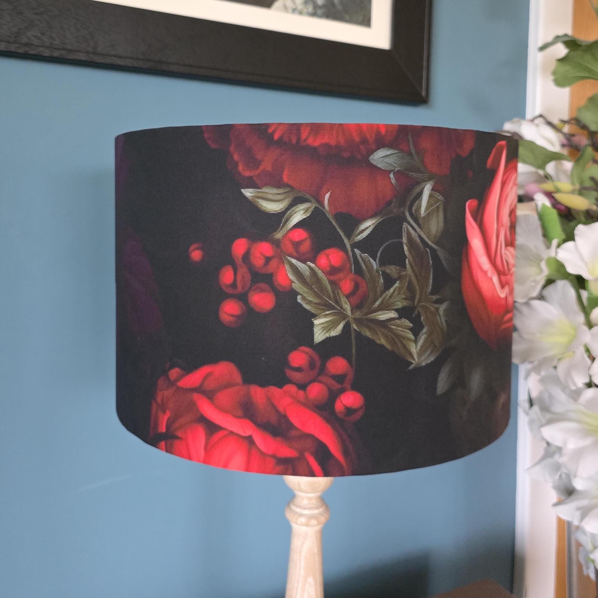 Handmade Life-like Floral Lampshade. Pink Peony Cosy lighting