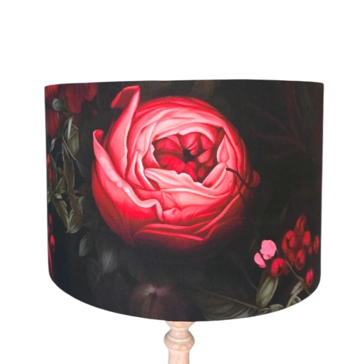 Handmade Life-like Floral Lampshade. Pink Peony Cosy lighting
