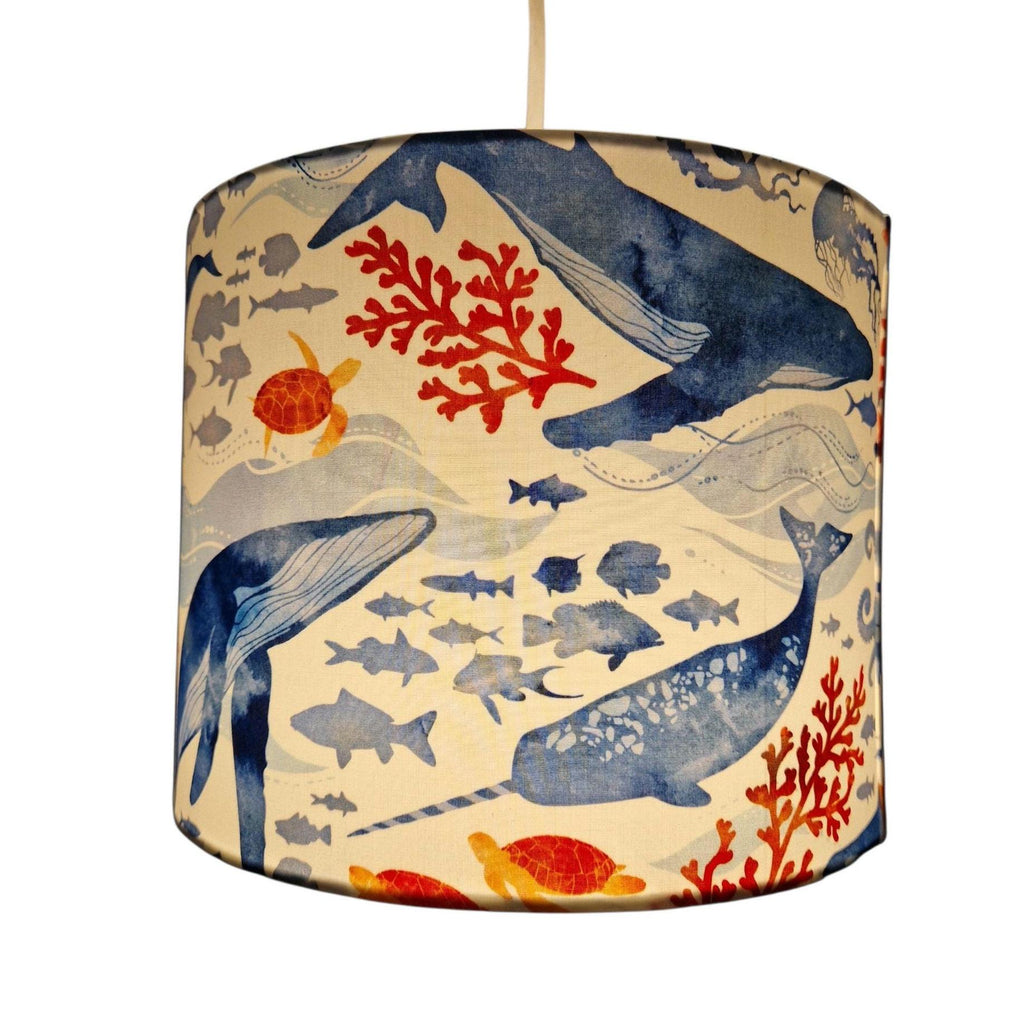 Handmade Under The Sea Lampshade with Nautical Fabric Drum Lampshade.