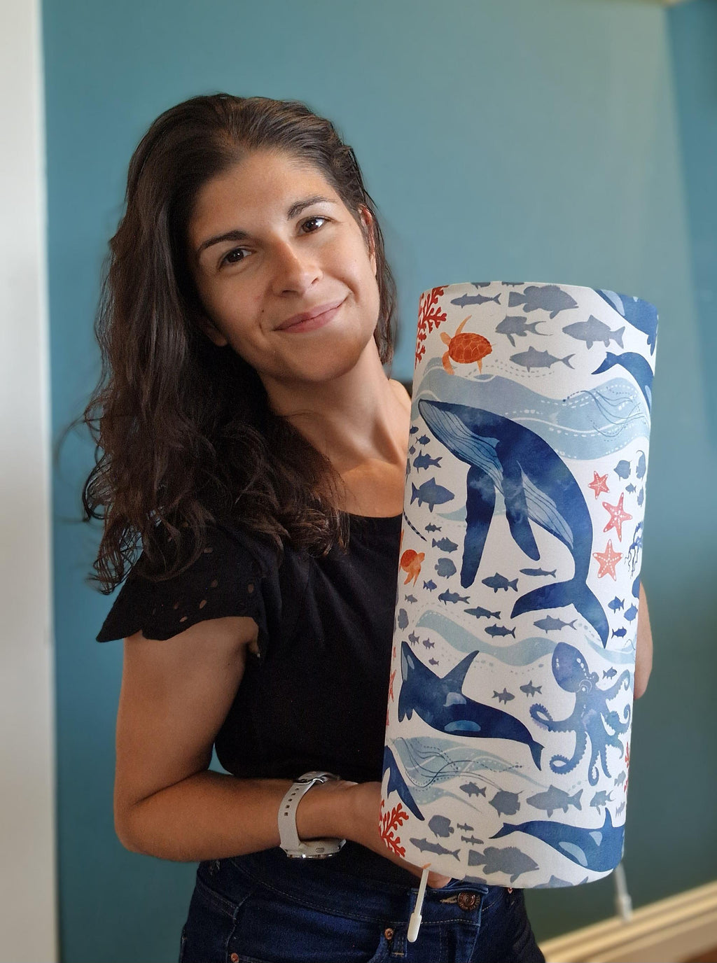 Handmade Under The Sea Lamp. Ocean Animals Nursery Theme Plug in Lamp