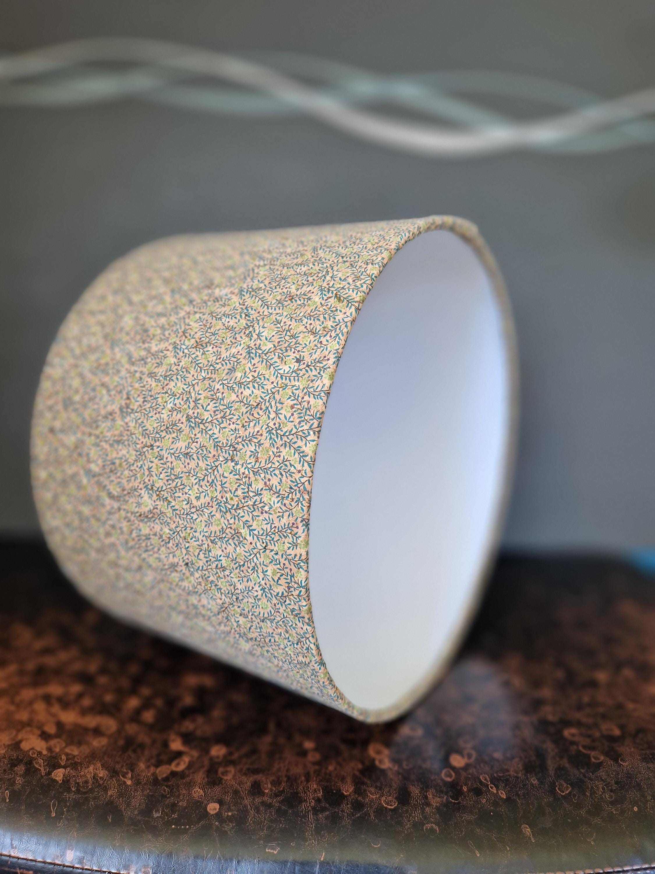 Cork Fabric Lampshade featuring Embossed Gold Thread.