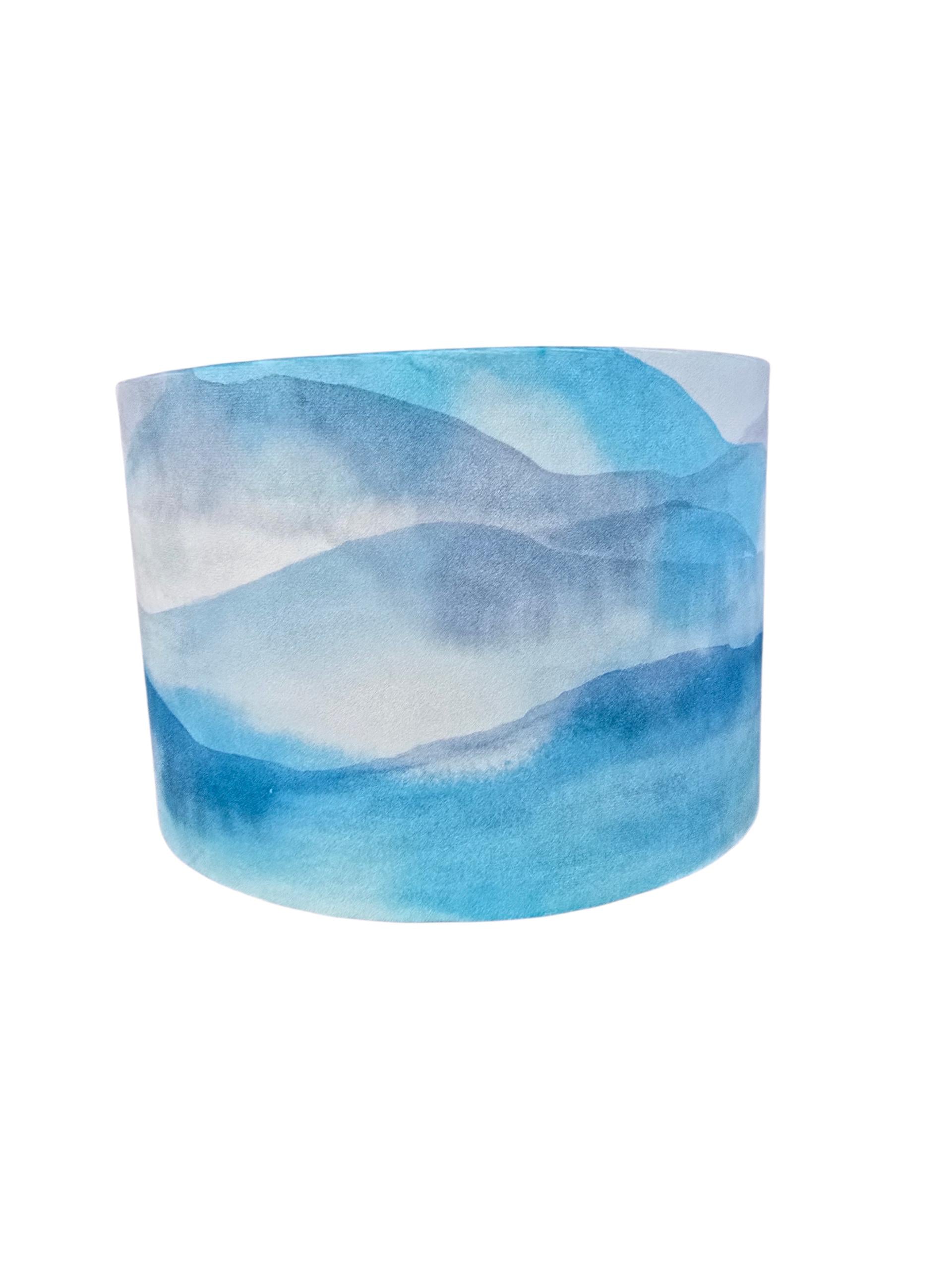 iLiv Double Sided Under the Sea Lampshade, Blue Velvet Marine Print Drum Shade