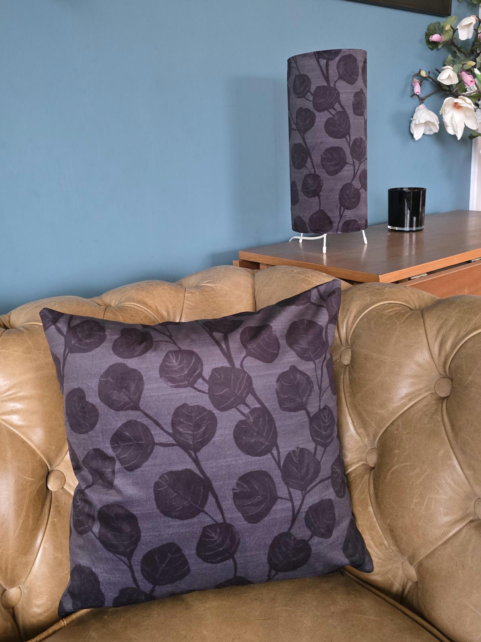 Black leaf Velvet tripod Lamp in Ursula's Vine by Linda Barker