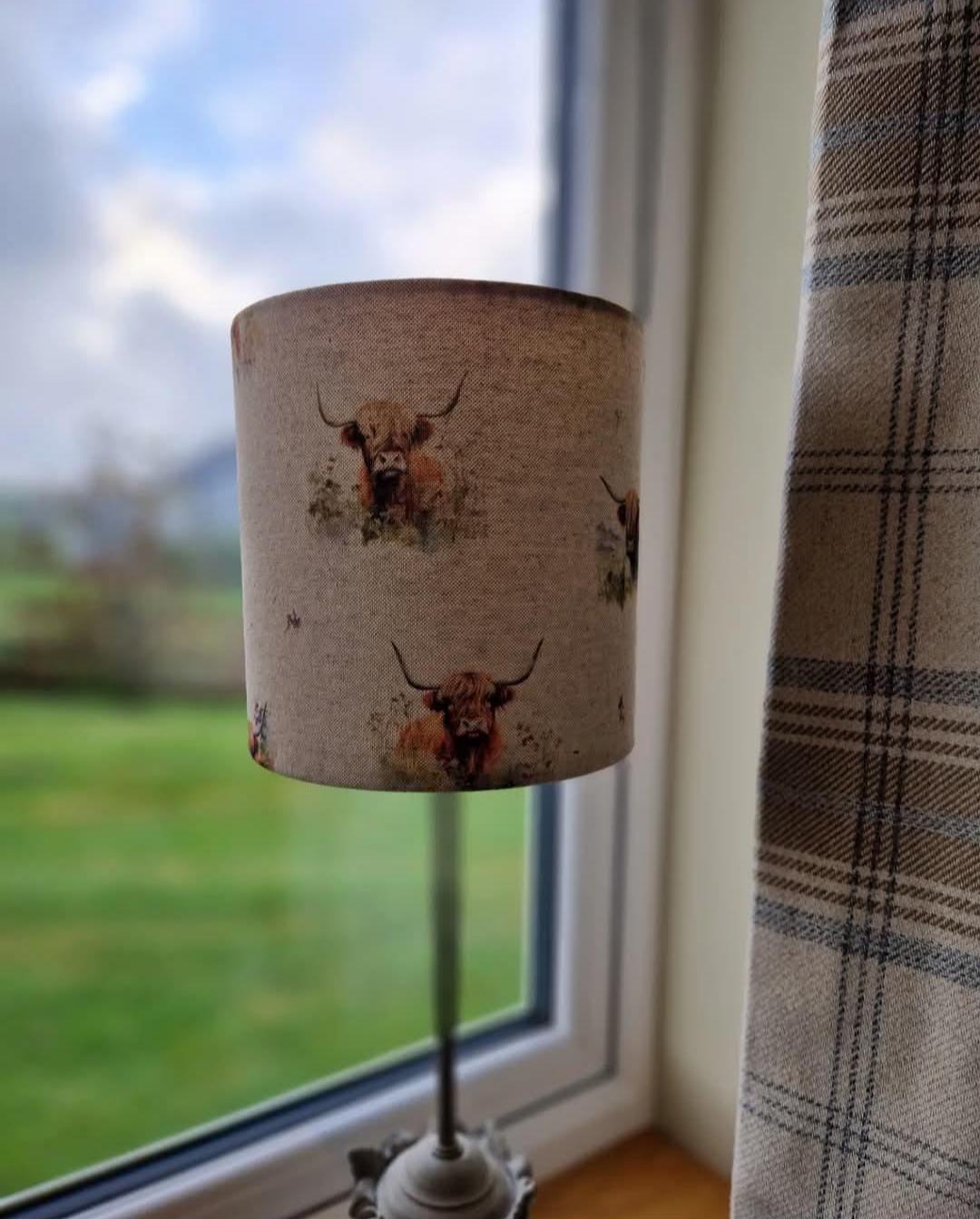 Handmade Highland Cow Linen Lampshade