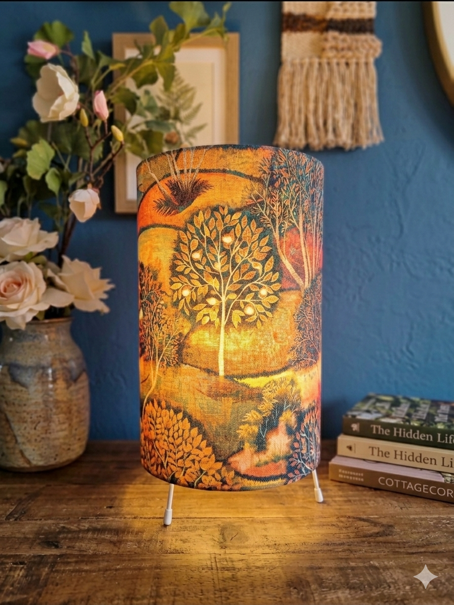 Handmade Autumn Forest Lamp with tripod base